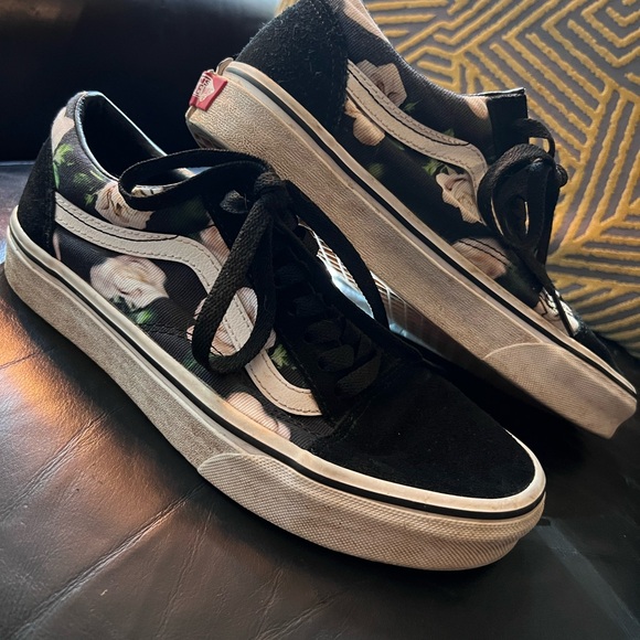 Vans Shoes - Vans Black and White Floral Sneakers